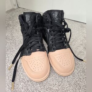 Womens Nike Air Jordan 1 High Premium Gym Black and Tan Dip Toe